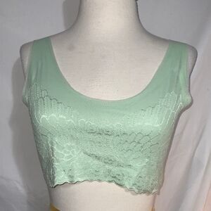 Stretchy Pastel Green Lace Bra Crop Top